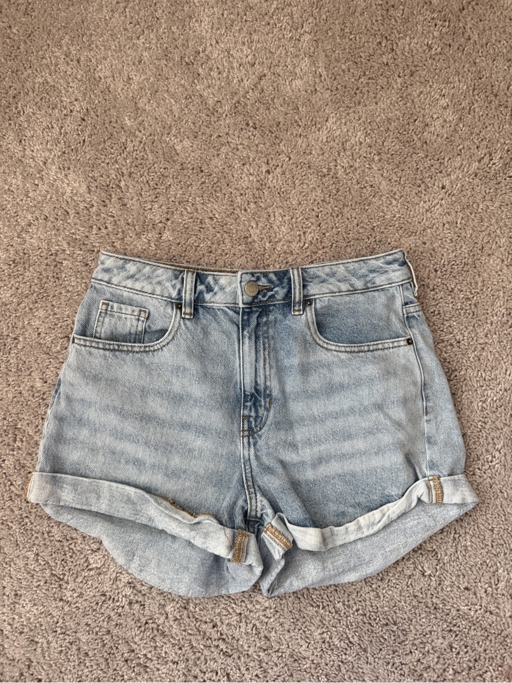 PacSun Light Blue Denim Rolled-Hem Women's Shorts